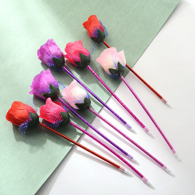 Blue Ink Color Custom Plastic Rose Flower Ballpoint Pen for Office School Writing