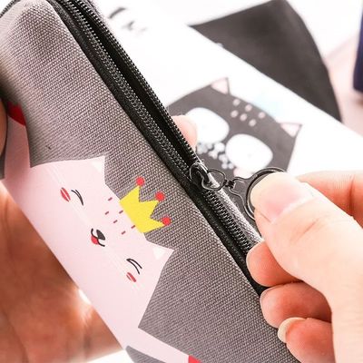 Customized Logo Acceptable Fashion Cartoon Canvas Pen Bag for Junior High School Pupils