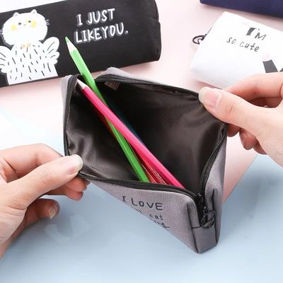 Customized Logo Acceptable Fashion Cartoon Canvas Pen Bag for Junior High School Pupils