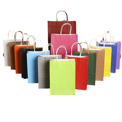 Industrial Surface Packaging Kraft Paper Gift Bag with Handle Customized Logo Printing