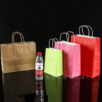 Industrial Surface Packaging Kraft Paper Gift Bag with Handle Customized Logo Printing