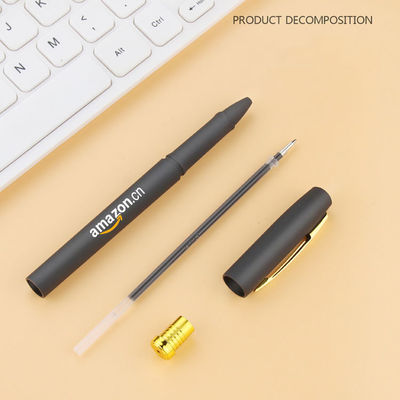 Custom Logo Imprint Black Rubber Coated Plastic Gel Ink Pens for Stationery Promotion