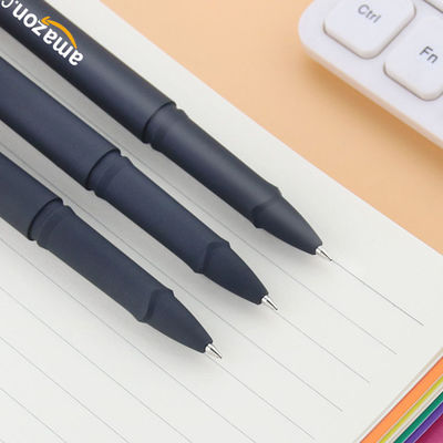 Custom Logo Imprint Black Rubber Coated Plastic Gel Ink Pens for Stationery Promotion