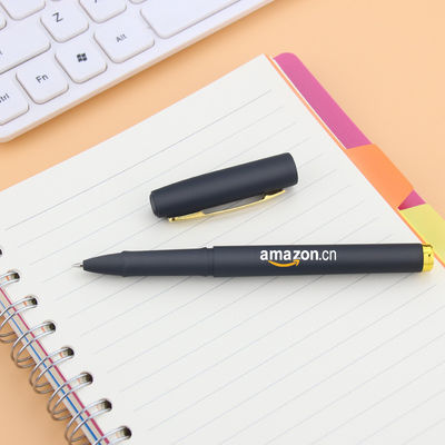 Custom Logo Imprint Black Rubber Coated Plastic Gel Ink Pens for Stationery Promotion