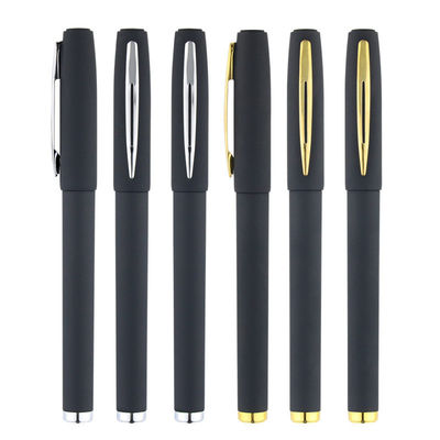 Custom Logo Imprint Black Rubber Coated Plastic Gel Ink Pens for Stationery Promotion