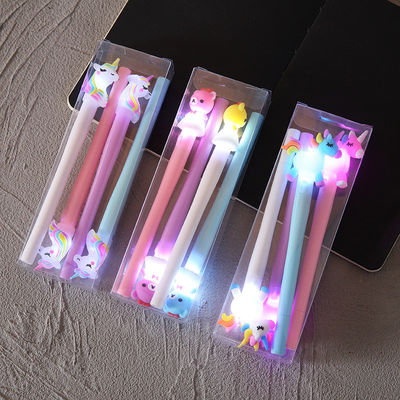 4pcs Set Heat Sensitive Erasable Ink Plastic Gel Light Pen for Trending Cartoon Bear