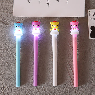 4pcs Set Heat Sensitive Erasable Ink Plastic Gel Light Pen for Trending Cartoon Bear