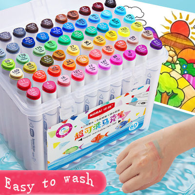 36 Color Kids Art Drawing Pen Double Brush Non-Toxic and Safe Oil Marker Easy to Wash