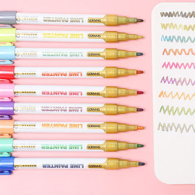 Double line outline pen 9 colors marker highlighter color marker fluorescence pen