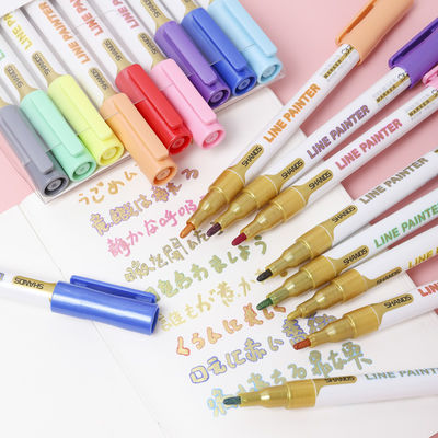 Double line outline pen 9 colors marker highlighter color marker fluorescence pen
