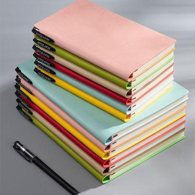 Customized Paper Business Logo Printed Debossed Soft Black PU Planner A5 Leather Notebooks