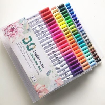 12/24/36/48/60/80/100 Colors Fineliners Water Color Art Markers Pen Dual Tip Brush Set