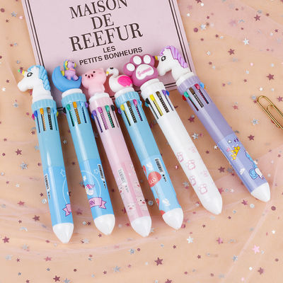 Office School Red Ink 6 Color Ballpoint Pen Cartoon Design Creative Hand Account Pen