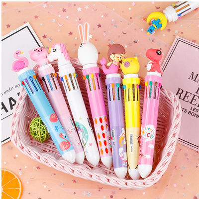 Office School Red Ink 6 Color Ballpoint Pen Cartoon Design Creative Hand Account Pen