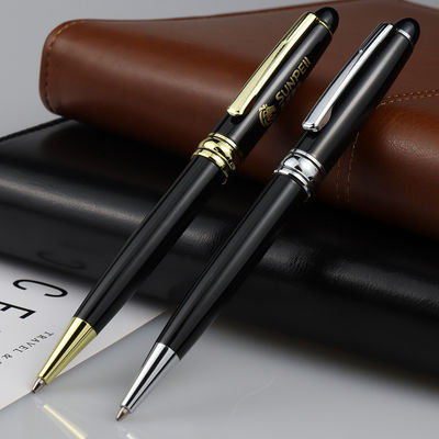 Personalized Black and Gold Roller Gel Pen with Custom Laser Logo Writing Length 240M