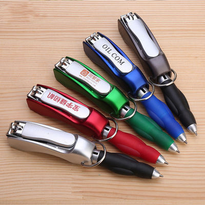 Plastic Creative Folding Ballpoint Pen with Nail Clipper and Heat Sensitive Erasable Ink