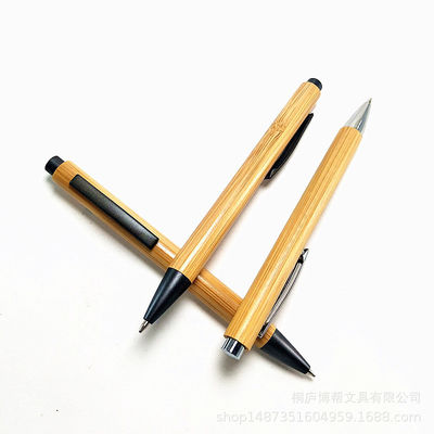 Plastic Custom LOGO Recycled Bamboo Ball Pen Wood Ballpoint Pen Writing Width 0.5 mm