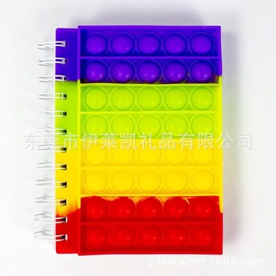 Custom Travelers Silicone Spiral Diary Notebook with Pop It Game Cover and Magnetism