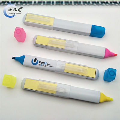 2022 Multi Color Logo OEM Plastic Highlighter Markers Pen with Sticky Note Watercolor Art