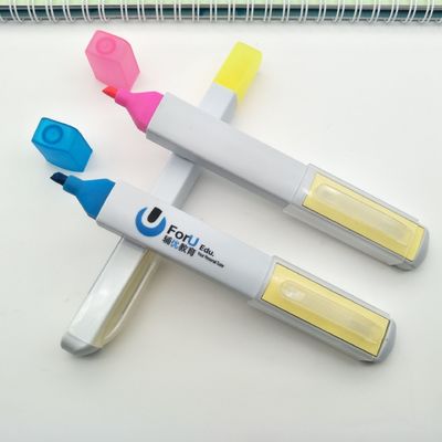 2022 Multi Color Logo OEM Plastic Highlighter Markers Pen with Sticky Note Watercolor Art
