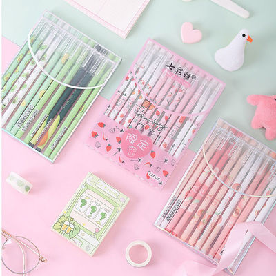 12pcs/box Cute Fruit Gel Pen Set for Student Writing 0.5mm Writing Width Novelty Design