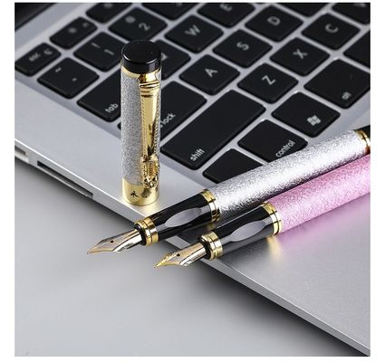 2022 Business Gift Metal Frosted Pole Pen 0.5 Iridium Ink Bag Pen for Writing Design