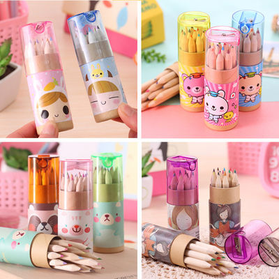 Pencil 12 Colored Pencils With Topper Sharpener Tube Packing Colorful Wooden Pencil