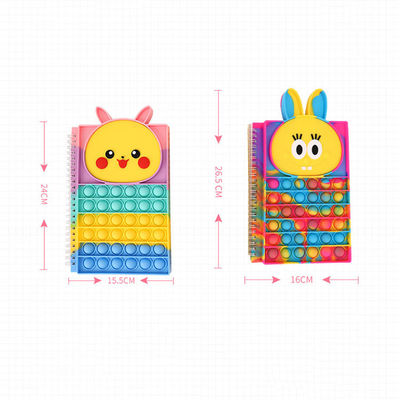 Popular A5 Cute Animal Pattern Silicone Colorful Sensory Push Bubble Fidget Pop Notebook For Children