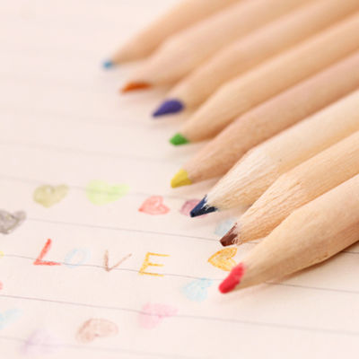 Pencil 12 Colored Pencils With Topper Sharpener Tube Packing Colorful Wooden Pencil