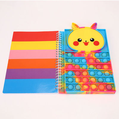 Popular A5 Cute Animal Pattern Silicone Colorful Sensory Push Bubble Fidget Pop Notebook For Children