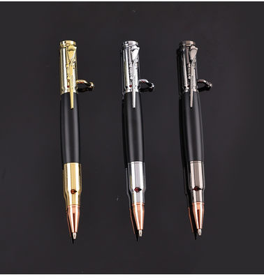 OEM Printing Ball Point Ballpoint Bolt Action Metal Bullet Gun Pen With 1.0mm Writing Width