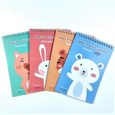 Reusable Writing Notebook for Kids 4 Books 1 Pen English Magic Practice and Calligraphy