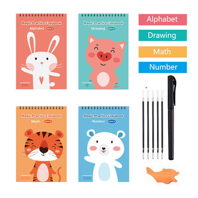 Reusable Writing Notebook for Kids 4 Books 1 Pen English Magic Practice and Calligraphy