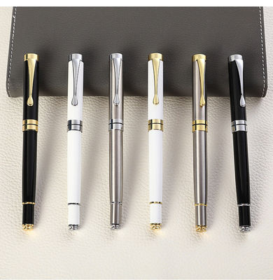 Custom Logo Printing Black White Slim Metal Ball Point Pen for Customized Color Gift