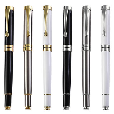 Custom Logo Printing Black White Slim Metal Ball Point Pen for Customized Color Gift