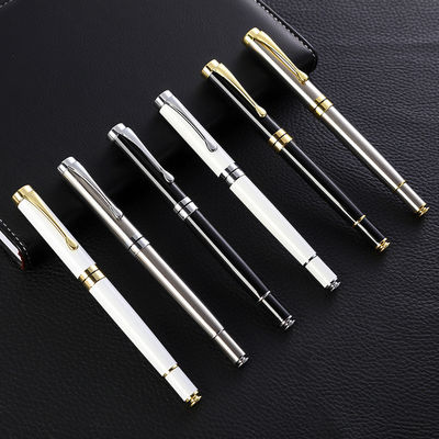 Custom Logo Printing Black White Slim Metal Ball Point Pen for Customized Color Gift