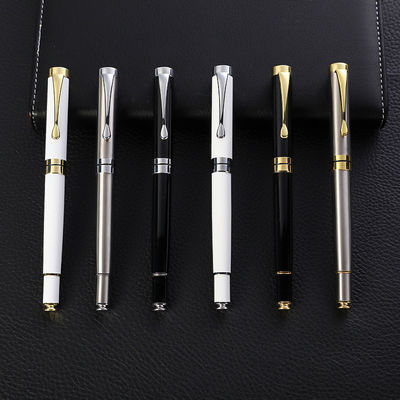 Custom Logo Printing Black White Slim Metal Ball Point Pen for Customized Color Gift