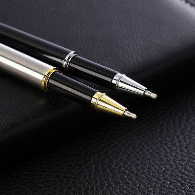 Custom Logo Printing Black White Slim Metal Ball Point Pen for Customized Color Gift