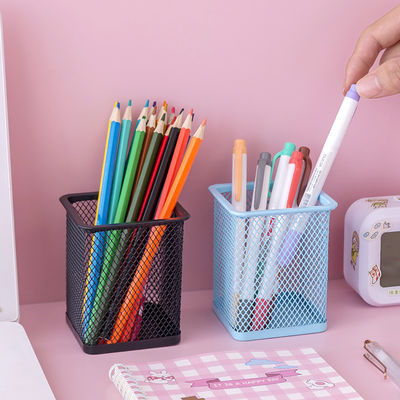 2022 Office Stand Cute Pen Container Desktop Personalized Metal Mesh Pen Holder in Green