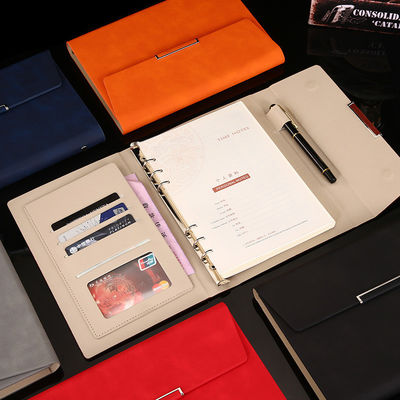 Leather Binder Business Planner With Pen Stationary Set Gift Box Customized Logo