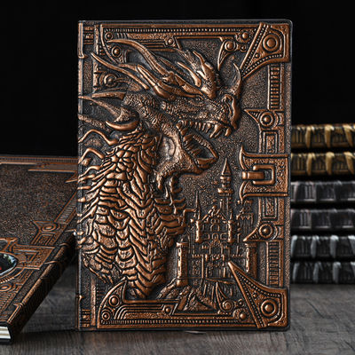 A5 Size Embossed Leather Writing Notebook Hardcover Gift Journal 3d Antique Dragon