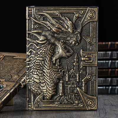 A5 Size Embossed Leather Writing Notebook Hardcover Gift Journal 3d Antique Dragon