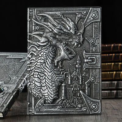 A5 Size Embossed Leather Writing Notebook Hardcover Gift Journal 3d Antique Dragon