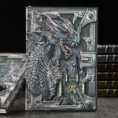 A5 Size Embossed Leather Writing Notebook Hardcover Gift Journal 3d Antique Dragon