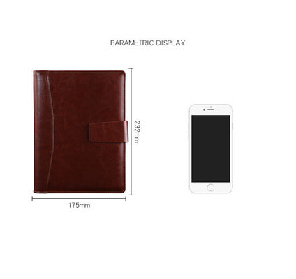 Simple Business Leather Notebook Gift Set with 5 Loose-leaf Notebook and Diary Notebook
