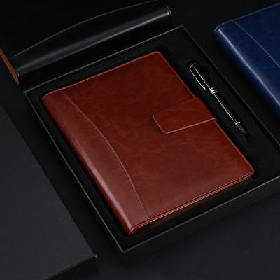 Simple Business Leather Notebook Gift Set with 5 Loose-leaf Notebook and Diary Notebook