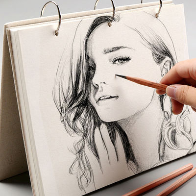 Retro Spiral Sketchbook Linen Hardcover 120 Pages 160 Gsm Refillable Notebook For Art Drawing