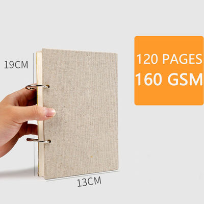 Retro Spiral Sketchbook Linen Hardcover 120 Pages 160 Gsm Refillable Notebook For Art Drawing