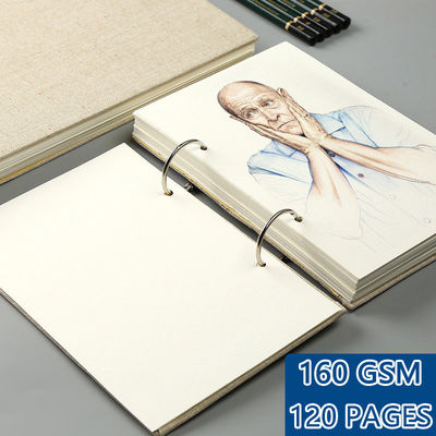 Retro Spiral Sketchbook Linen Hardcover 120 Pages 160 Gsm Refillable Notebook For Art Drawing