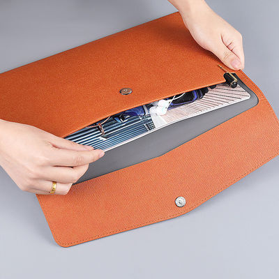 Customized Logo Waterproof PU Leather A4 File Folder Document Holder with File Pocket